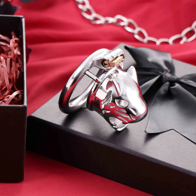 Petite cage de chastete Tigre en metal