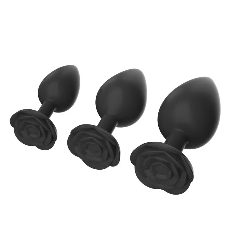 Plug Anal fleur noir en silicone