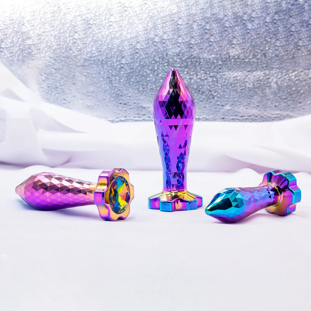 Plug anal design losange colore en metal 