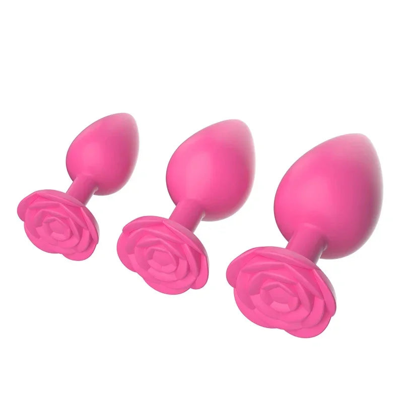 Plug anal fleur rose en silicone