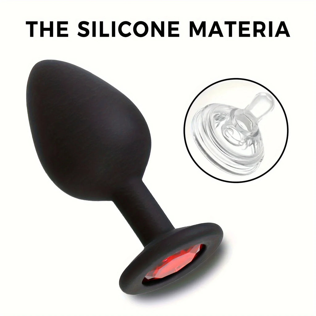 Plug Anal Silicone noir Diamant rouge