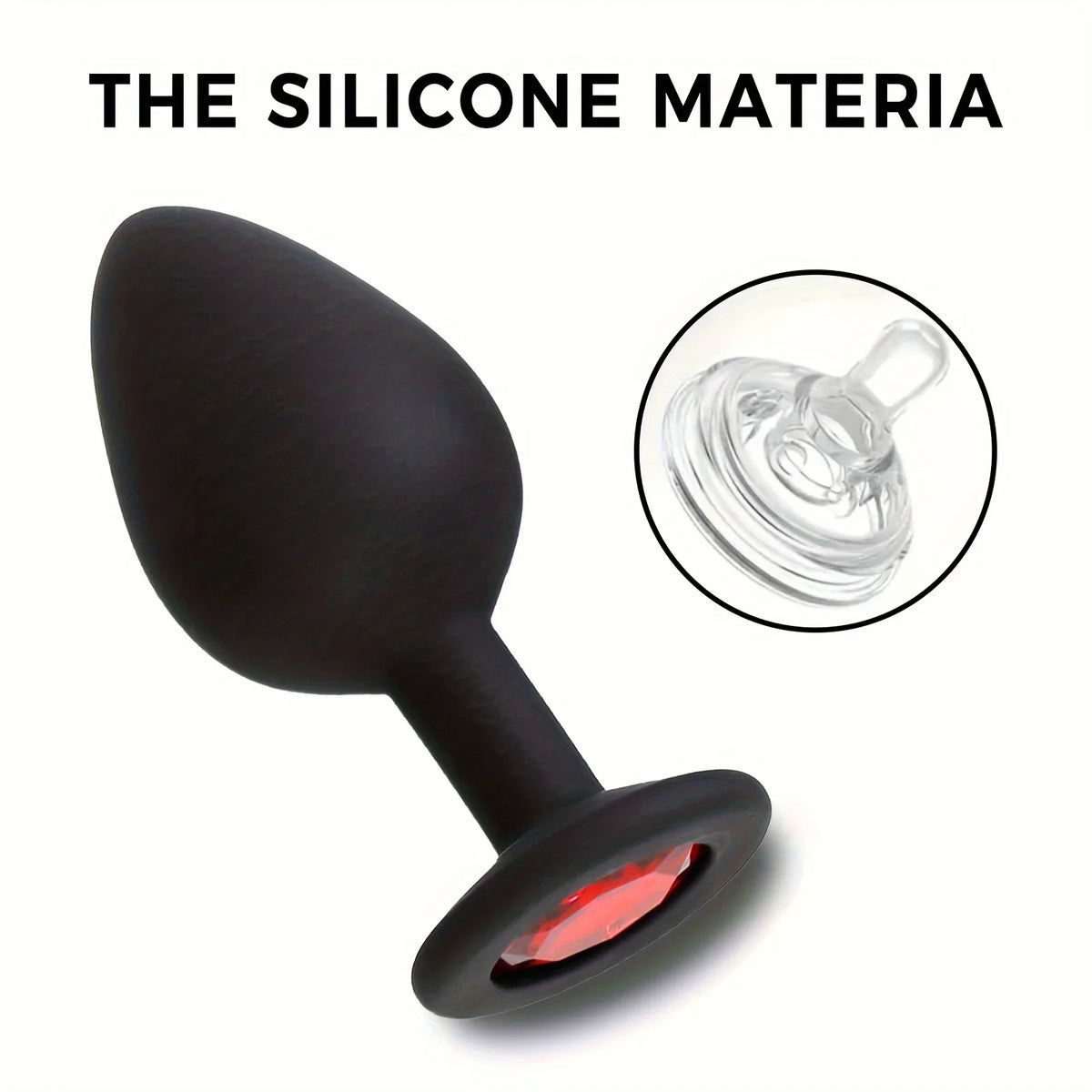 Plug Anal Silicone noir Diamant rouge