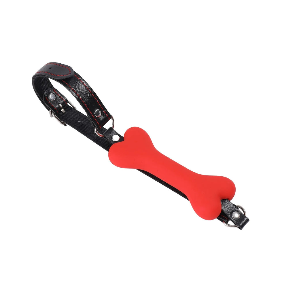 BDSM Gag Bone for Puppy in Red Silicone