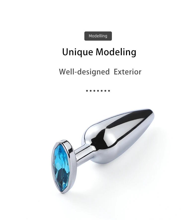 Plug Anal Allongé Multiforme Diamant Bleu