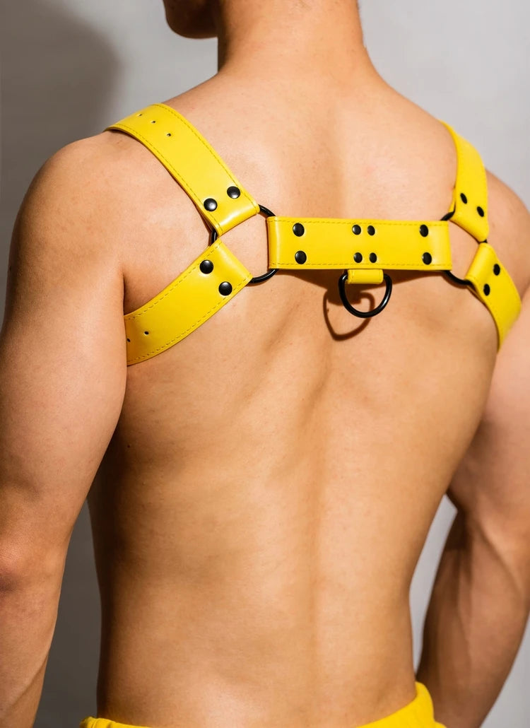 Yellow and Black BDSM Harness