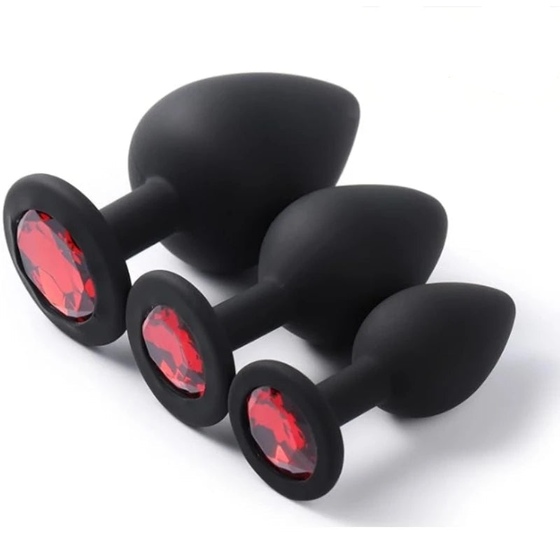 Plug Anal Silicone noir Diamant rouge