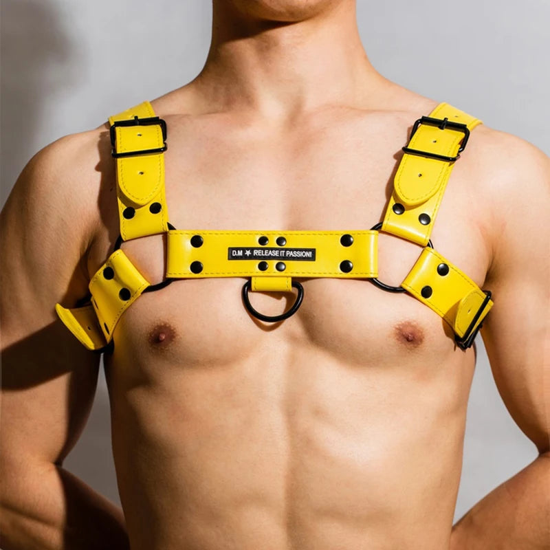 Yellow and Black BDSM Harness