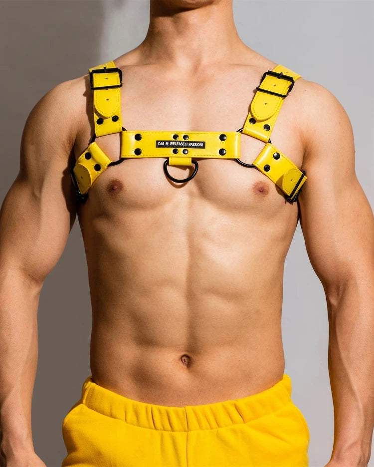Yellow and Black BDSM Harness
