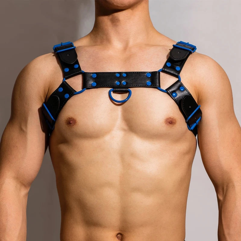 Harnais BDSM Noir et Bleu
