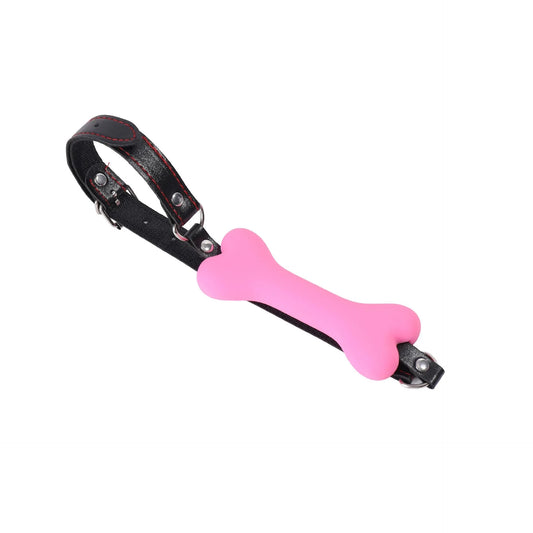 Bâillon BDSM Os pour Toutou en silicone rose