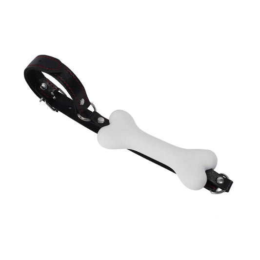 Bâillon BDSM Os pour Toutou en silicone blanc