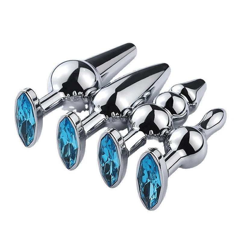 Plug Anal Allongé Multiforme Diamant Bleu