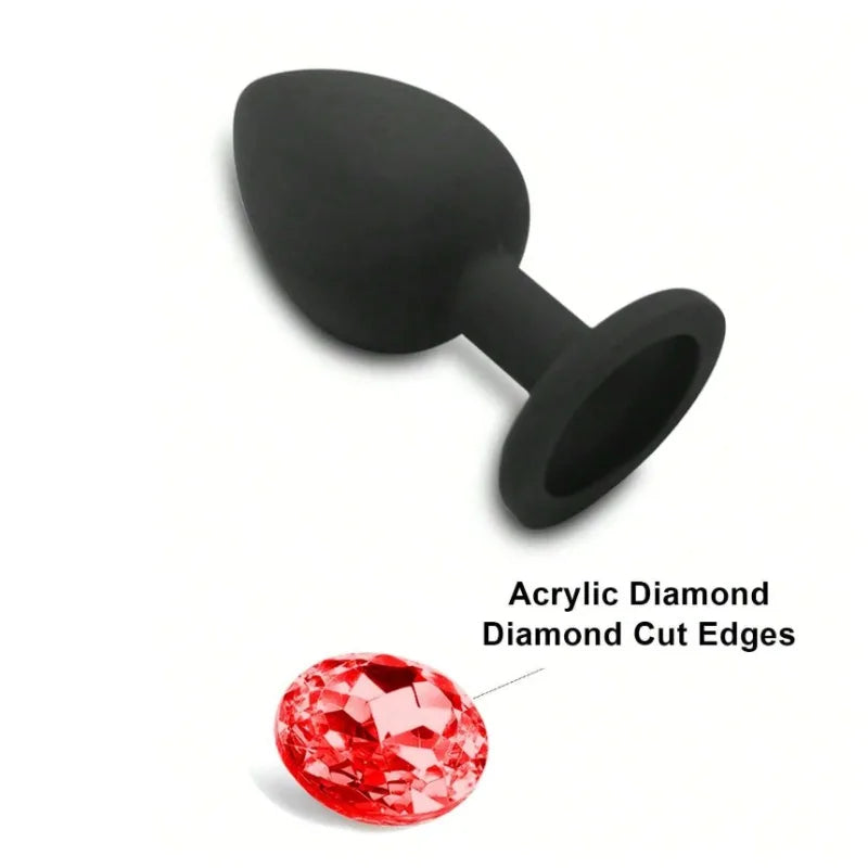 Plug Anal Silicone noir Diamant rouge