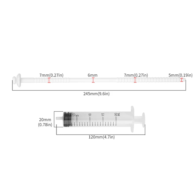 Sonde urétrale en silicone souple avec seringue d’injection 