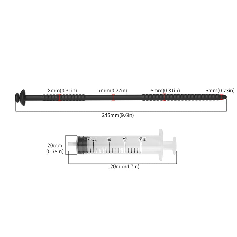 Sonde urétrale en silicone souple avec seringue d’injection 