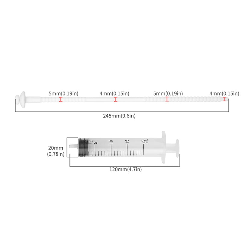 Sonde urétrale en silicone souple avec seringue d’injection 