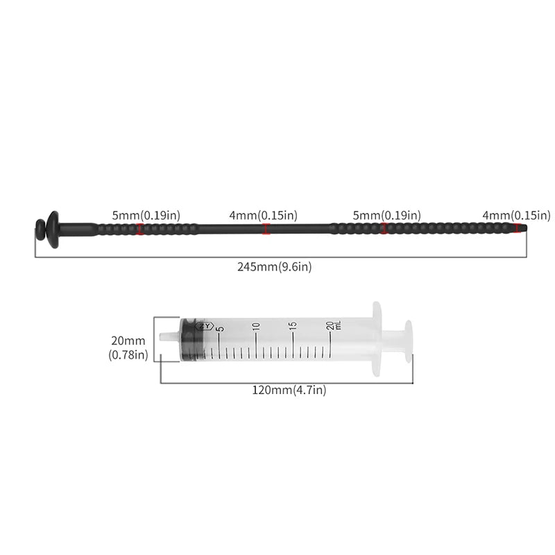 Sonde urétrale en silicone souple avec seringue d’injection 