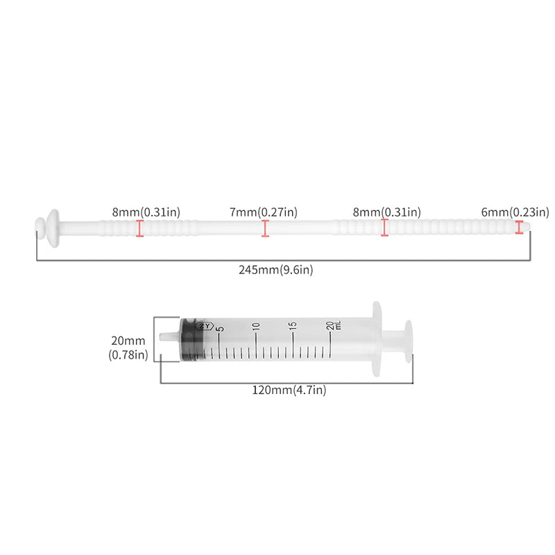 Sonde urétrale en silicone souple avec seringue d’injection 