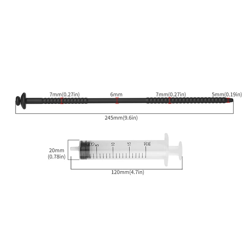 Sonde urétrale en silicone souple avec seringue d’injection 