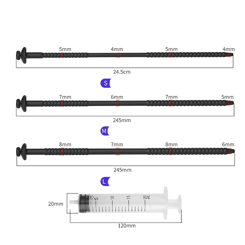 Sonde urétrale en silicone souple avec seringue d’injection 