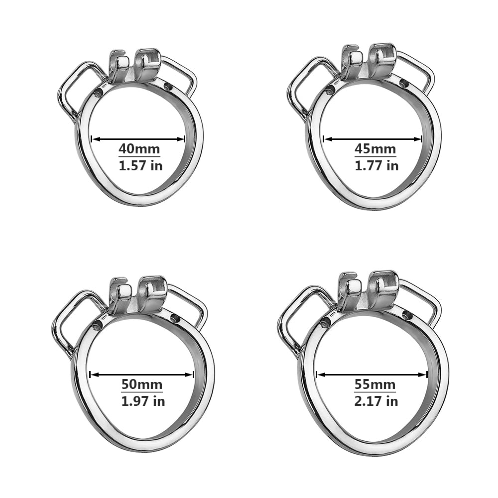 Anneau pour cage de chasteté K04A en acier inoxydable, incurvé à deux oreilles