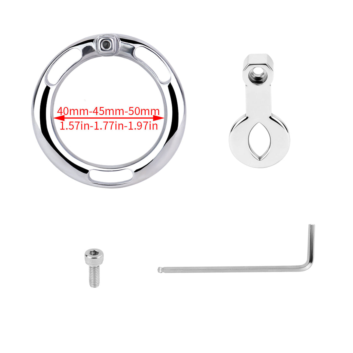 Cage de chasteté miniature en acier inoxydable modèle F347A avec anneau de base