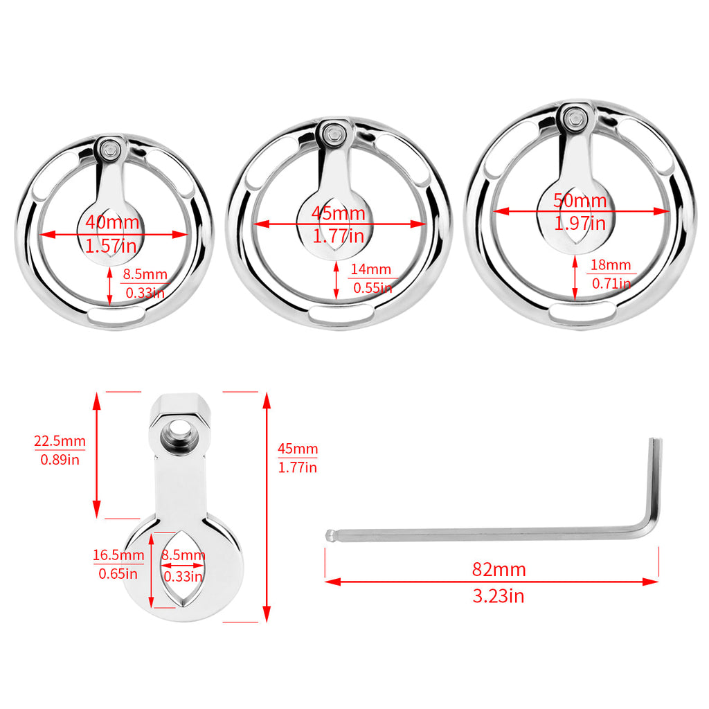 Cage de chasteté miniature en acier inoxydable modèle F347A avec anneau de base