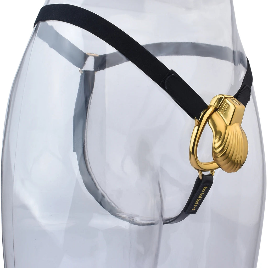 cage de chastete coquillage dore