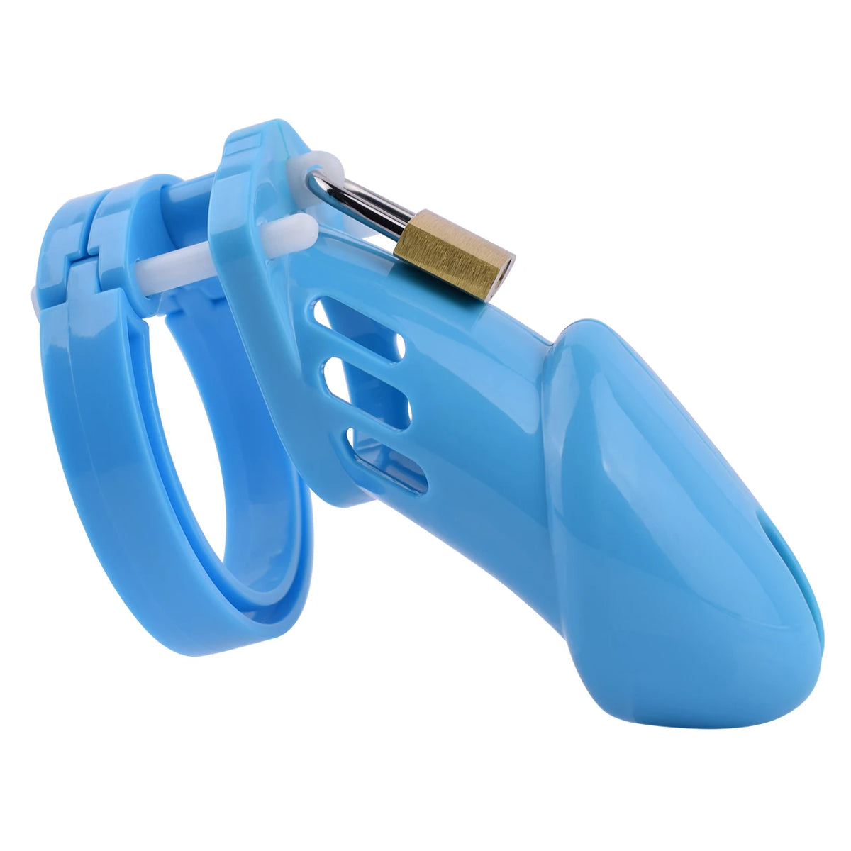 grande Cage de chasteté en plastique bleu