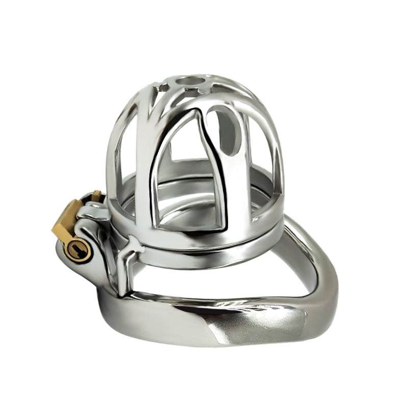 Micro cage de chasteté filigrane en acier inoxydable avec cadenas