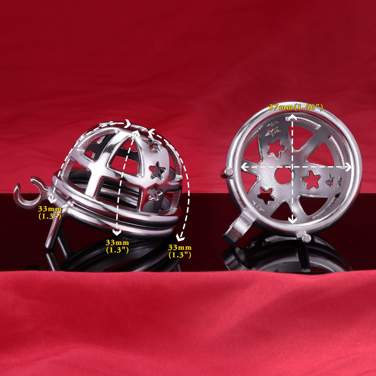 Micro cage de chasteté à étoiles en métal