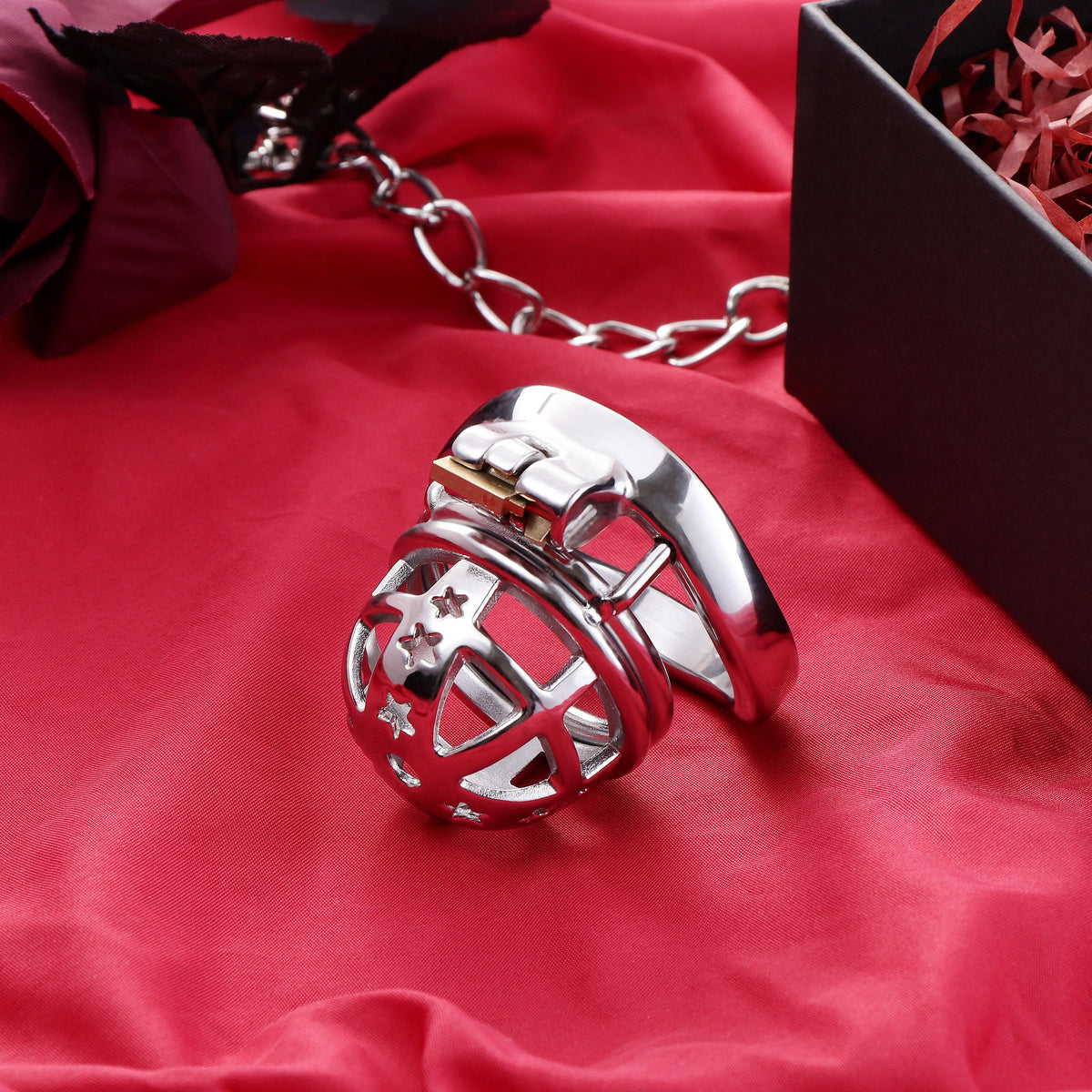 Micro cage de chasteté à étoiles en métal