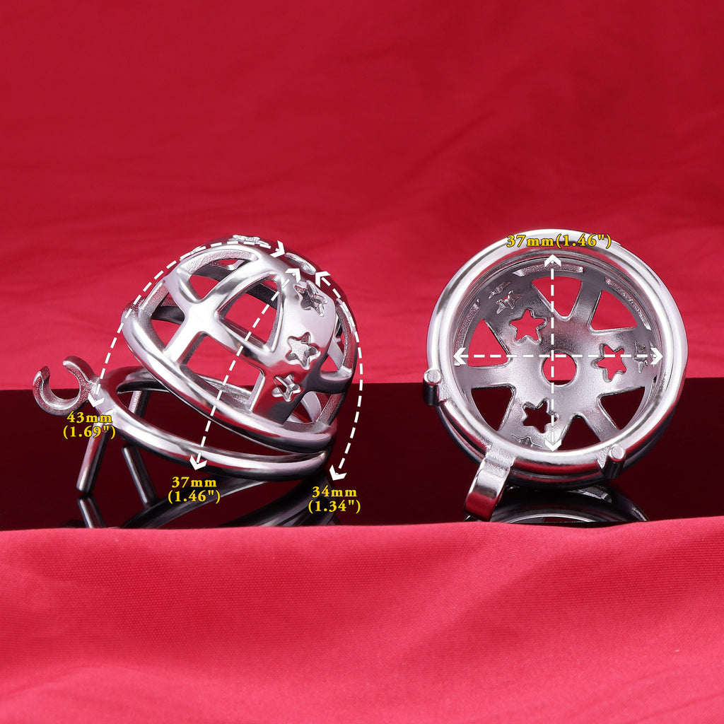 Mini cage de chasteté à étoiles en métal acier inoxydable