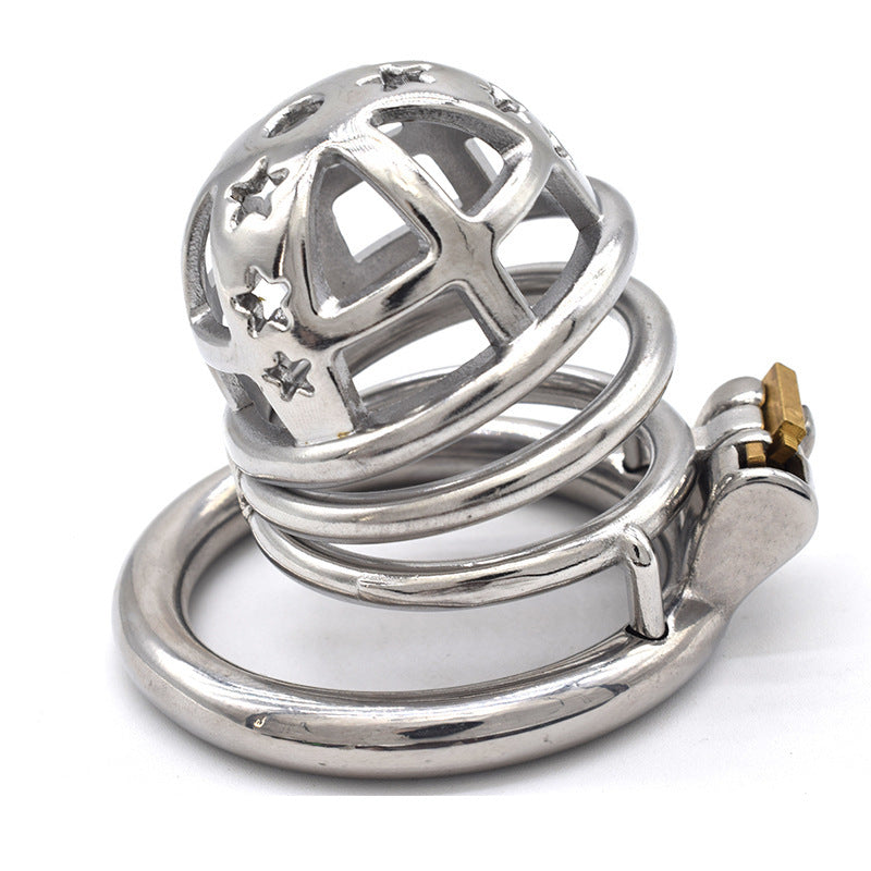 Petite cage de chasteté à étoiles en métal acier inoxydable