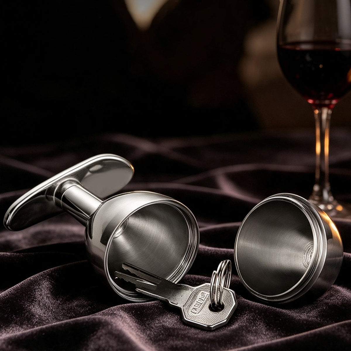 Plug Anal Coffre à Clé en métal avec tête creuse dévissable pour ranger une clé